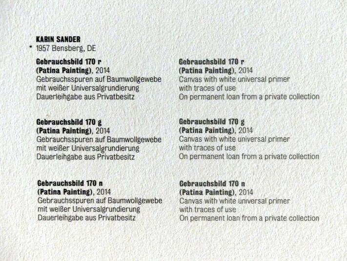 Karin Sander (2012–2014), Gebrauchsbild 170 g (Patina Painting), Stuttgart, Kunstmuseum, Saal 23, 2014, Bild 2/2