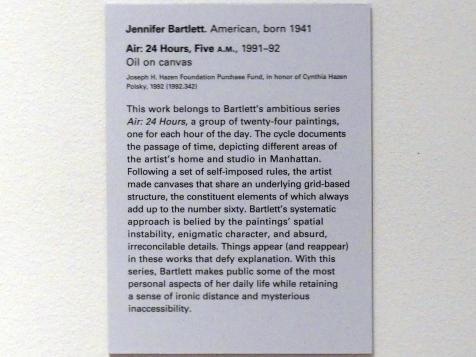 Jennifer Bartlett (1991), Air: 24 Hours, Five A.M. - Luft: 24 Stunden, Fünf Uhr, New York, Metropolitan Museum of Art (Met), Saal 915, 1991–1992, Bild 2/2