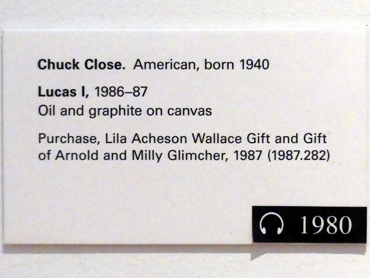 Chuck Close (1986), Lucas I, New York, Metropolitan Museum of Art (Met), Saal 915, 1986–1987, Bild 2/2