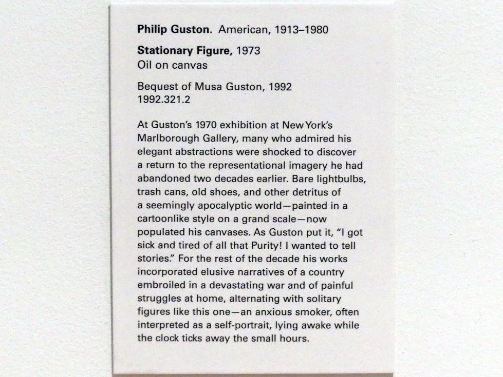 Philip Guston (1968–1975), Stationary Figure - Stationäre Figur, New York, Metropolitan Museum of Art (Met), Saal 915, 1973, Bild 2/2