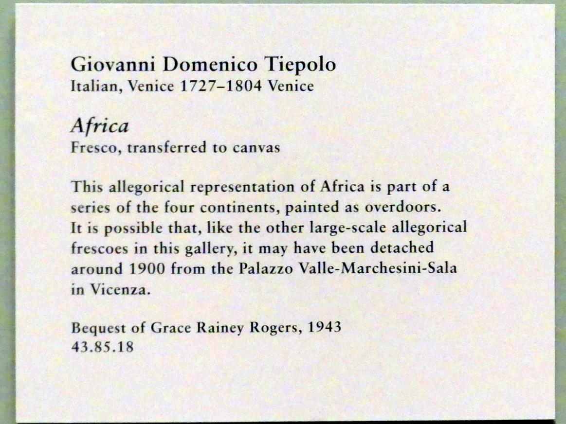 Giovanni Battista Tiepolo (1715–1785), Afrika, New York, Metropolitan Museum of Art (Met), Saal 600, Undatiert, Bild 2/2