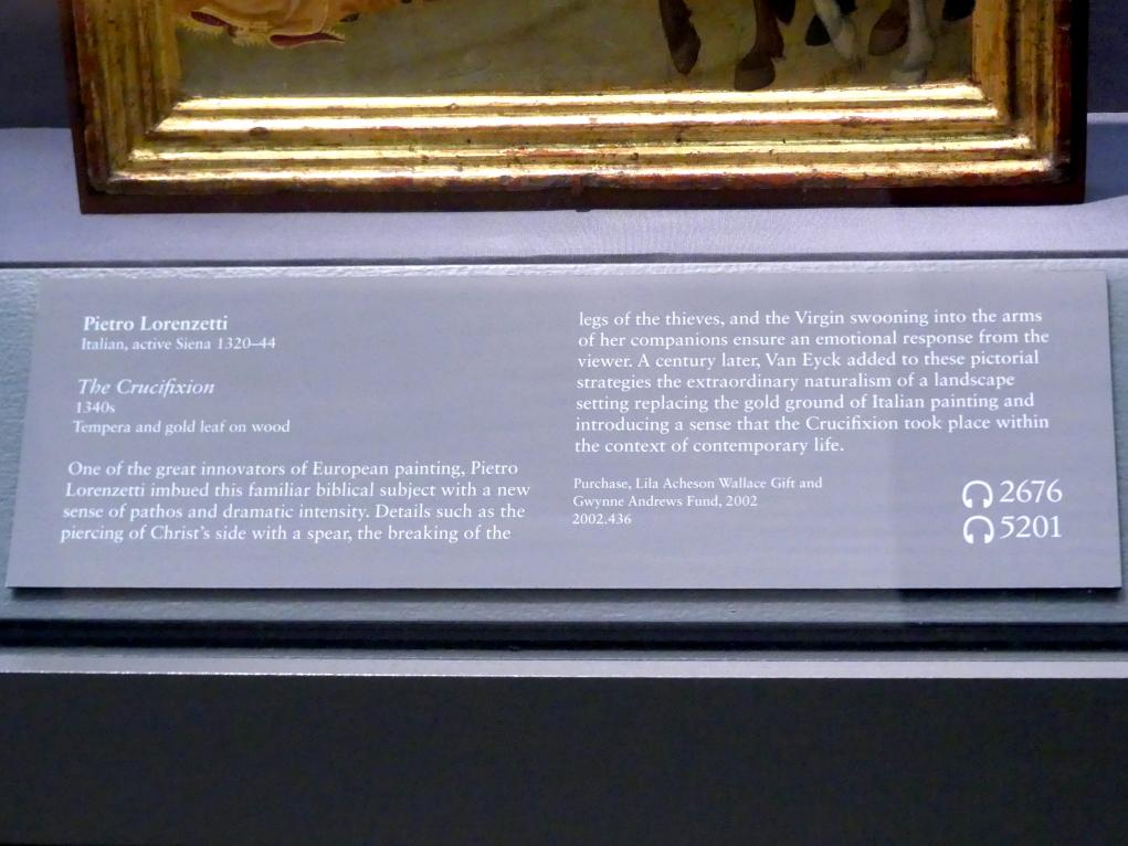 Pietro Lorenzetti (1332–1348), Kreuzigung, New York, Metropolitan Museum of Art (Met), Saal 644, um 1340–1350, Bild 2/2
