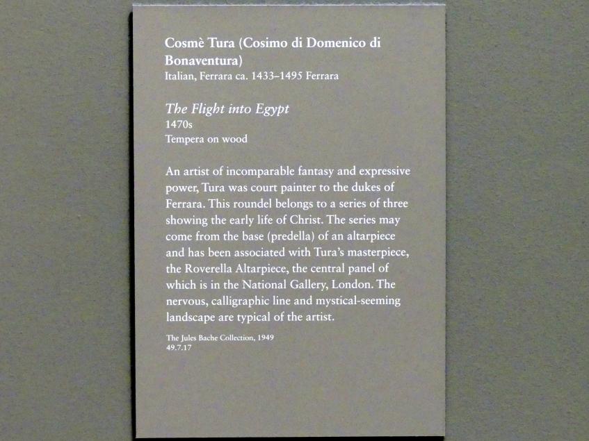 Cosmè (Cosimo) Tura (1457–1486), Flucht nach Ägypten, New York, Metropolitan Museum of Art (Met), Saal 644, um 1470–1480, Bild 2/2
