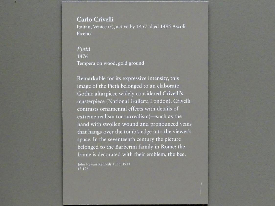 Carlo Crivelli (1472–1492), Pietà, New York, Metropolitan Museum of Art (Met), Saal 644, 1476, Bild 2/2