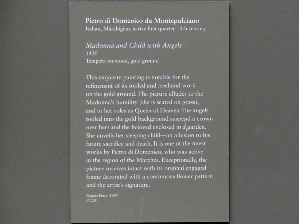 Pietro di Domenico aus Montepulciano (1420), Maria mit Kind und Engeln, New York, Metropolitan Museum of Art (Met), Saal 644, 1420, Bild 2/2