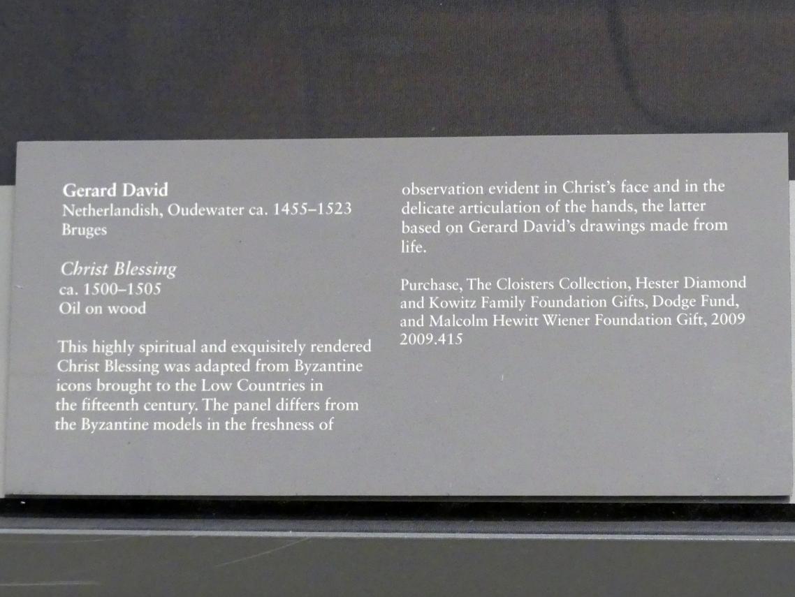 Gerard David (1475–1519), Segnender Christus, New York, Metropolitan Museum of Art (Met), Saal 641, um 1500–1505, Bild 2/2