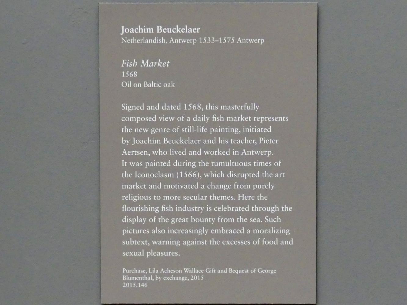 Joachim Beuckelaer (1561–1574), Fischmarkt, New York, Metropolitan Museum of Art (Met), Saal 639, 1568, Bild 2/2