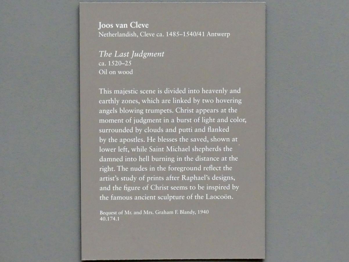 Joos van Cleve (Joos van der Beke) (1507–1538), Jüngste Gericht, New York, Metropolitan Museum of Art (Met), Saal 639, um 1520–1525, Bild 2/2