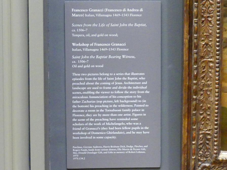 Francesco Granacci (1506–1532), Szenen aus dem Leben Johannes des Täufers, New York, Metropolitan Museum of Art (Met), Saal 638, um 1506–1507, Bild 2/2