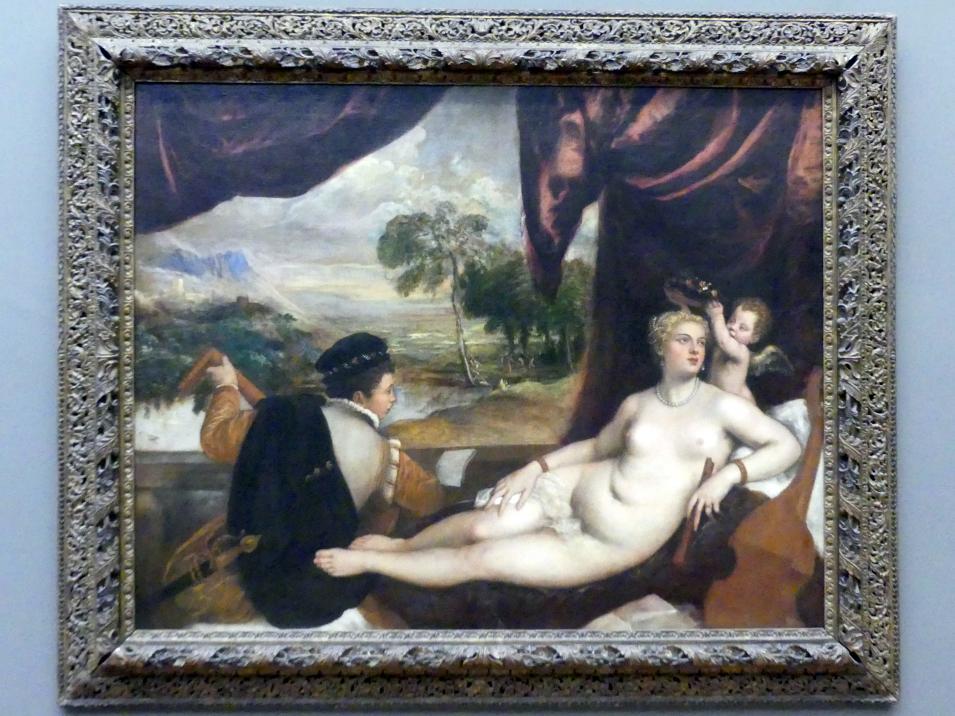 Tiziano Vecellio (Tizian) (1509–1575), Venus und der Lautenspieler, New York, Metropolitan Museum of Art (Met), Saal 638, um 1565–1570