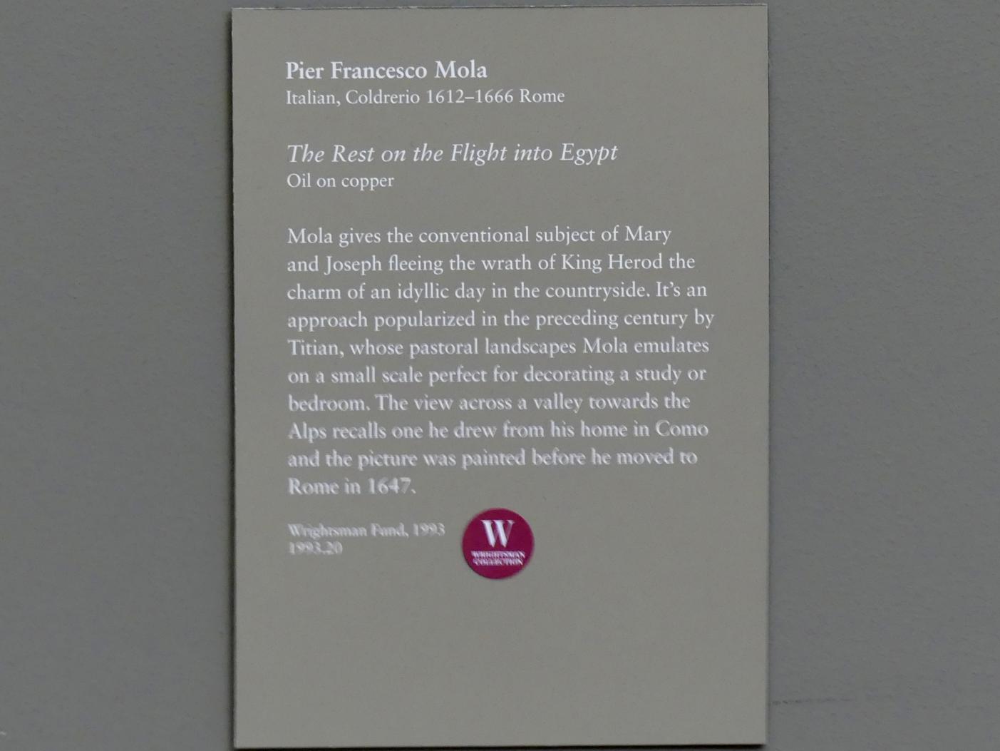 Pier Francesco Mola (1632–1660), Ruhe auf der Flucht nach Ägypten, New York, Metropolitan Museum of Art (Met), Saal 637, Undatiert, Bild 2/2