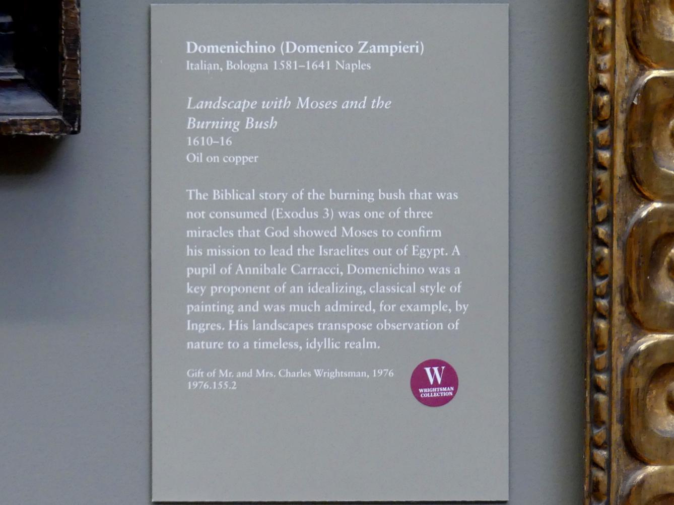 Domenichino (Domenico Zampieri) (1602–1627), Landschaft mit Mose und dem brennenden Dornbusch, New York, Metropolitan Museum of Art (Met), Saal 637, 1610–1616, Bild 2/2