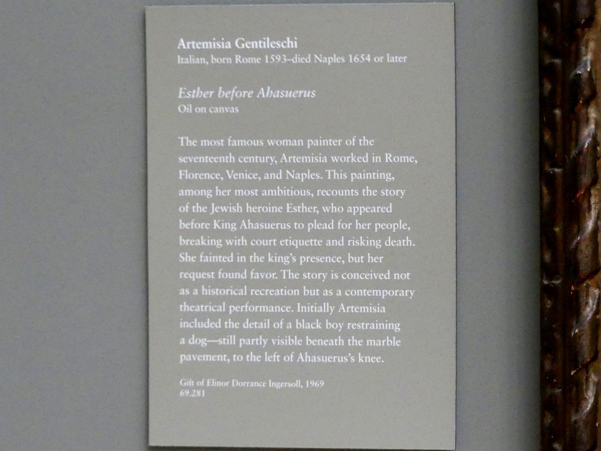 Artemisia Gentileschi (1616), Esther vor Ahasver, New York, Metropolitan Museum of Art (Met), Saal 637, Undatiert, Bild 2/2