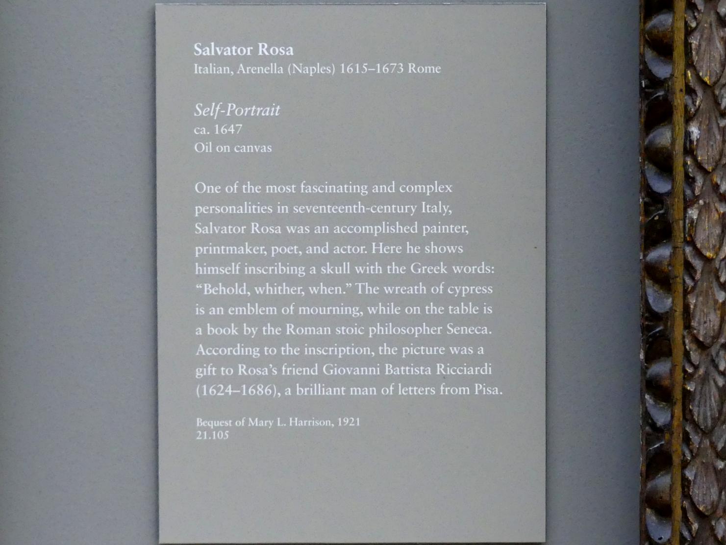 Salvator Rosa (1642 - 1662): Selbstporträt, um 1647, Bild 2/2