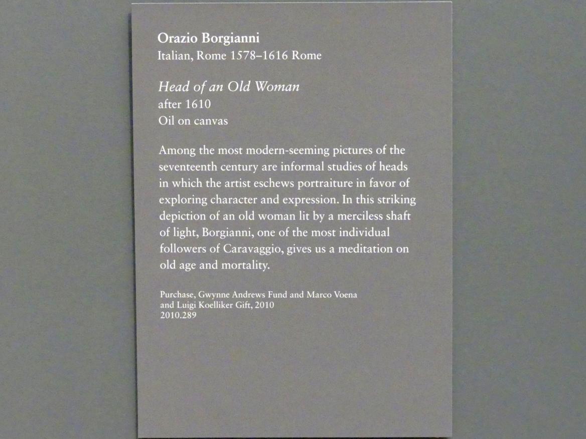 Orazio Borgianni (1600–1611), Kopf einer alten Frau, New York, Metropolitan Museum of Art (Met), Saal 635, nach 1610, Bild 2/2