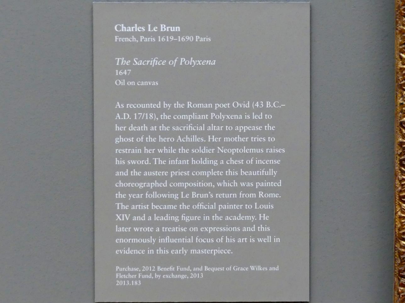 Charles Le Brun (1647 - 1687): Die Opferung der Polyxena, 1647, Bild 2/2