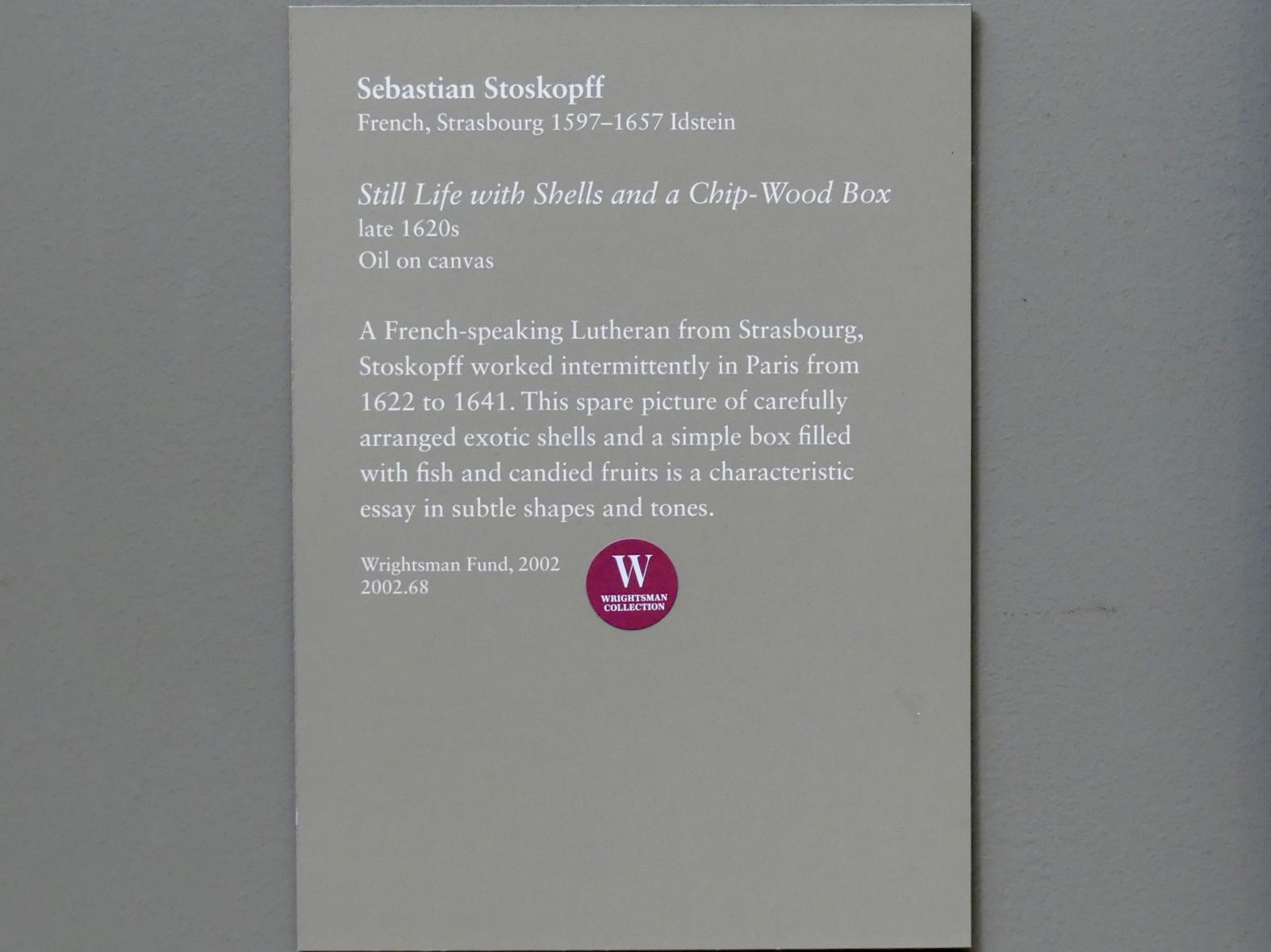 Sebastian Stoskopff (1620–1645), Stillleben mit Muscheln und Spanschachtel, New York, Metropolitan Museum of Art (Met), Saal 634, um 1625–1630, Bild 2/2