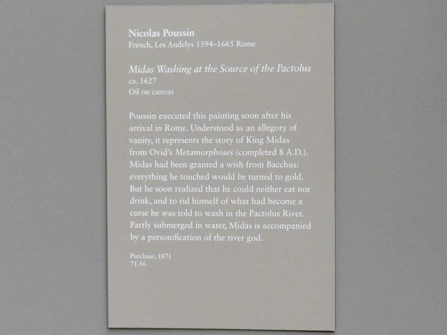 Nicolas Poussin (1624–1663), König Midas an der Quelle des Flusses Paktolos, New York, Metropolitan Museum of Art (Met), Saal 634, um 1627, Bild 2/2