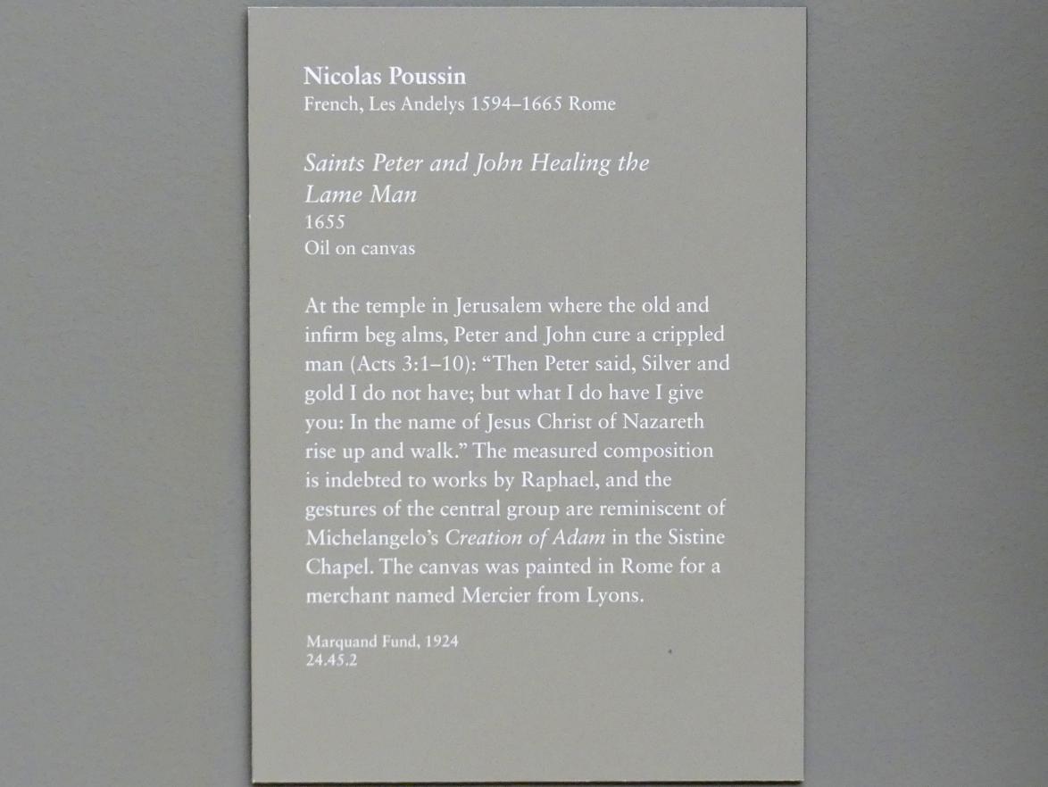 Nicolas Poussin (1624–1663), Die Heiligen Petrus und Johannes heilen den Lahmen, New York, Metropolitan Museum of Art (Met), Saal 634, 1655, Bild 2/2