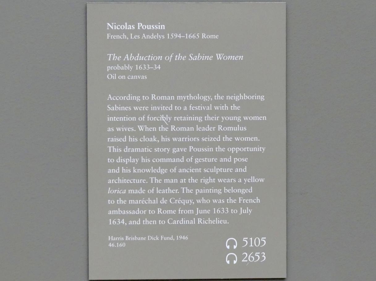 Nicolas Poussin (1624–1663), Raub der Sabinerinnen, New York, Metropolitan Museum of Art (Met), Saal 634, um 1633–1634, Bild 2/2