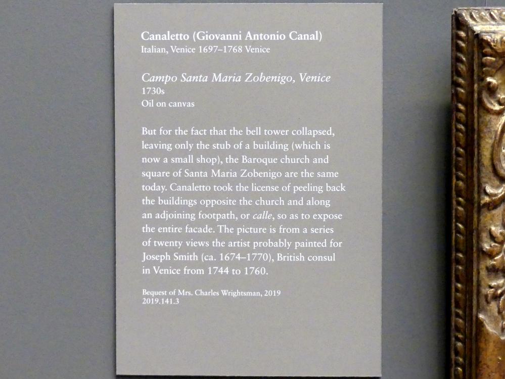 Giovanni Antonio Canal ("Canaletto") (1722–1765), Campo Santa Maria Zobenigo, Venedig, New York, Metropolitan Museum of Art (Met), Saal 632, um 1730–1740, Bild 2/2