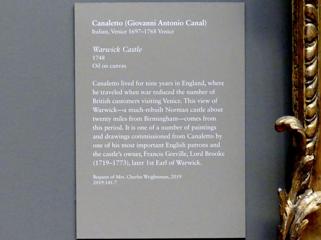 Giovanni Antonio Canal ("Canaletto") (1722–1765), Warwick Castle, New York, Metropolitan Museum of Art (Met), Saal 632, 1748, Bild 2/2