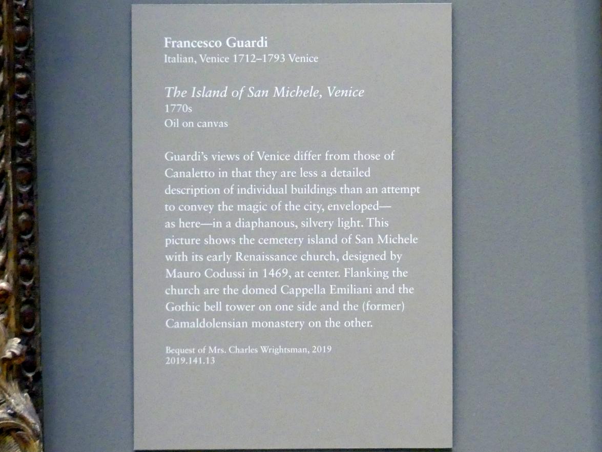 Francesco Guardi (1755–1790), Insel San Michele in Venedig, New York, Metropolitan Museum of Art (Met), Saal 632, um 1770–1780, Bild 2/2