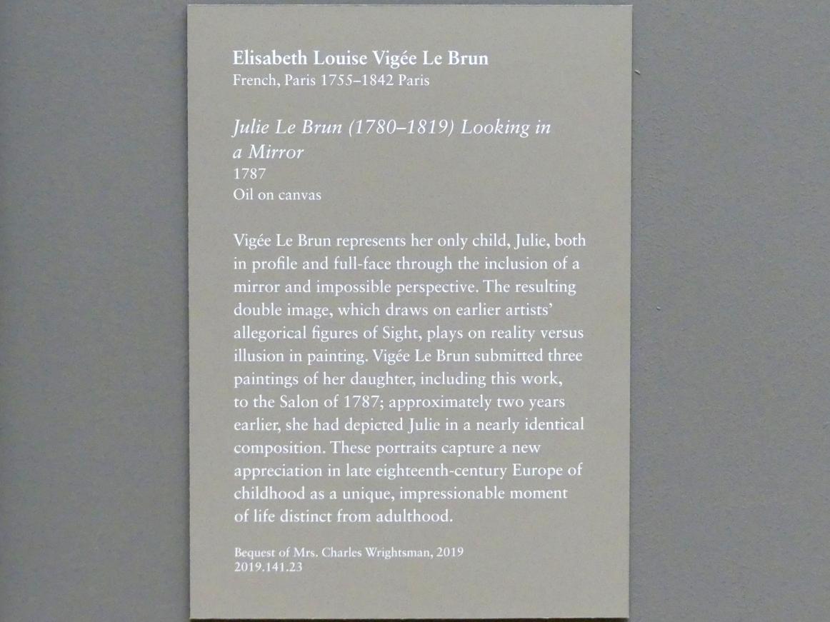 Élisabeth Vigée-Lebrun (1778–1810), Julie Lebrun (1780-1819) mit Spiegel, New York, Metropolitan Museum of Art (Met), Saal 632, 1787, Bild 2/2