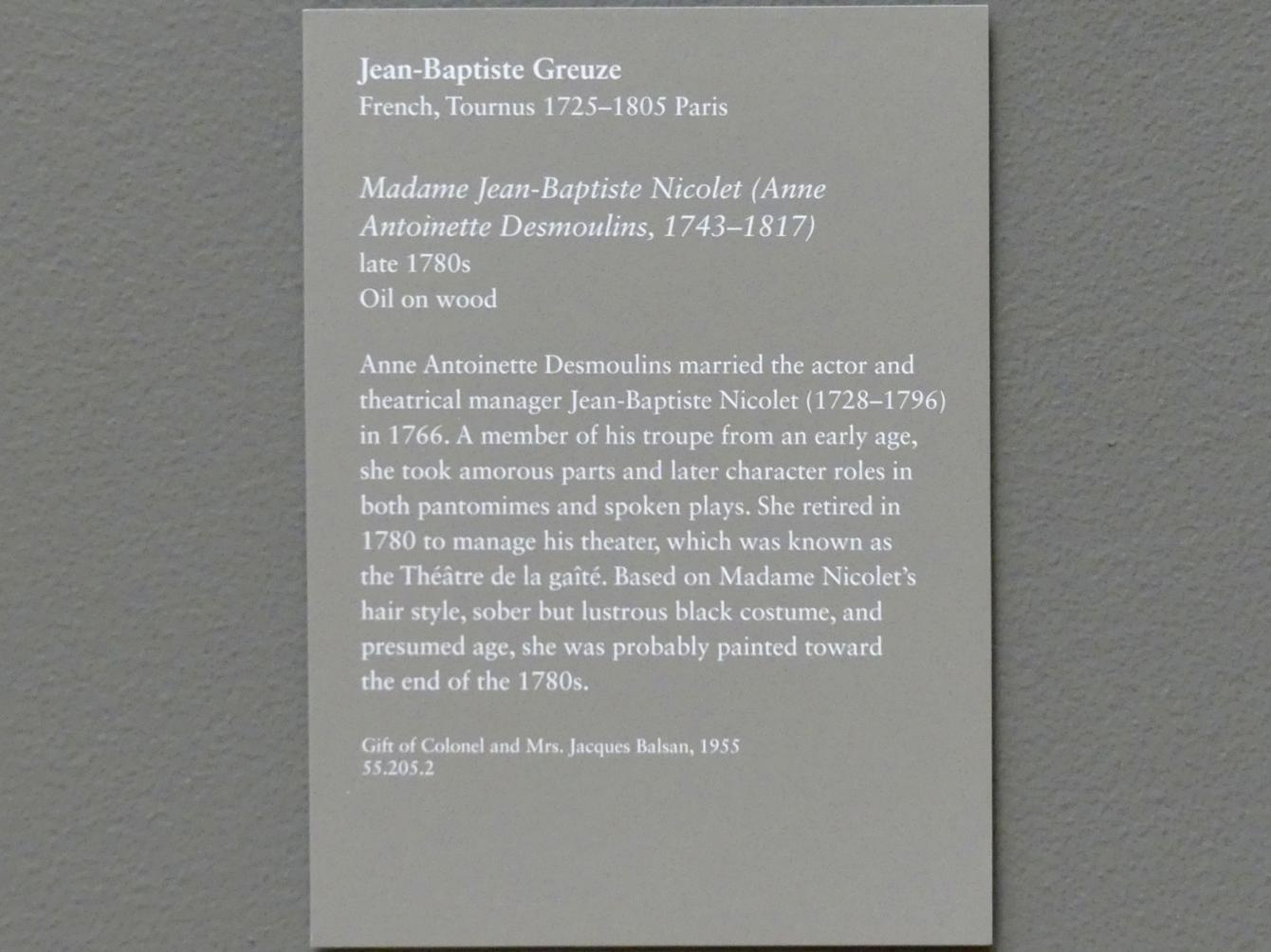Jean-Baptiste Greuze (1754–1799), Madame Jean-Baptiste Nicolet (Anne Antoinette Desmoulins, 1743-1817), New York, Metropolitan Museum of Art (Met), Saal 631, um 1785–1790, Bild 2/2