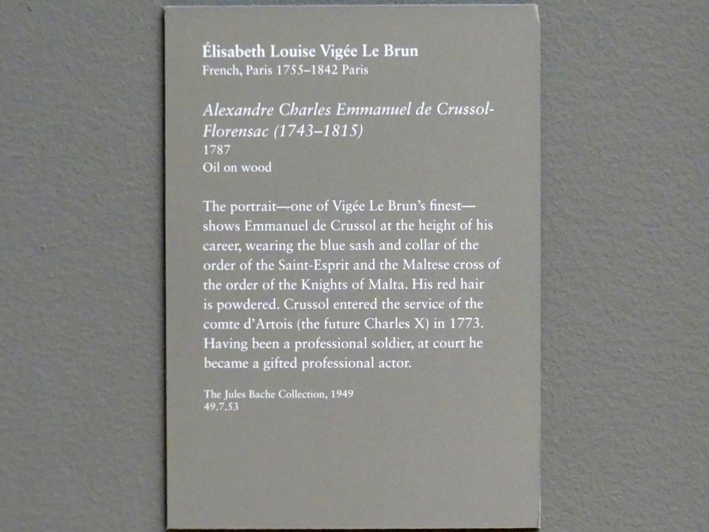 Élisabeth Vigée-Lebrun (1778–1810), Alexandre Charles Emmanuel de Crussol-Florensac (1743–1815), New York, Metropolitan Museum of Art (Met), Saal 631, 1787, Bild 2/2