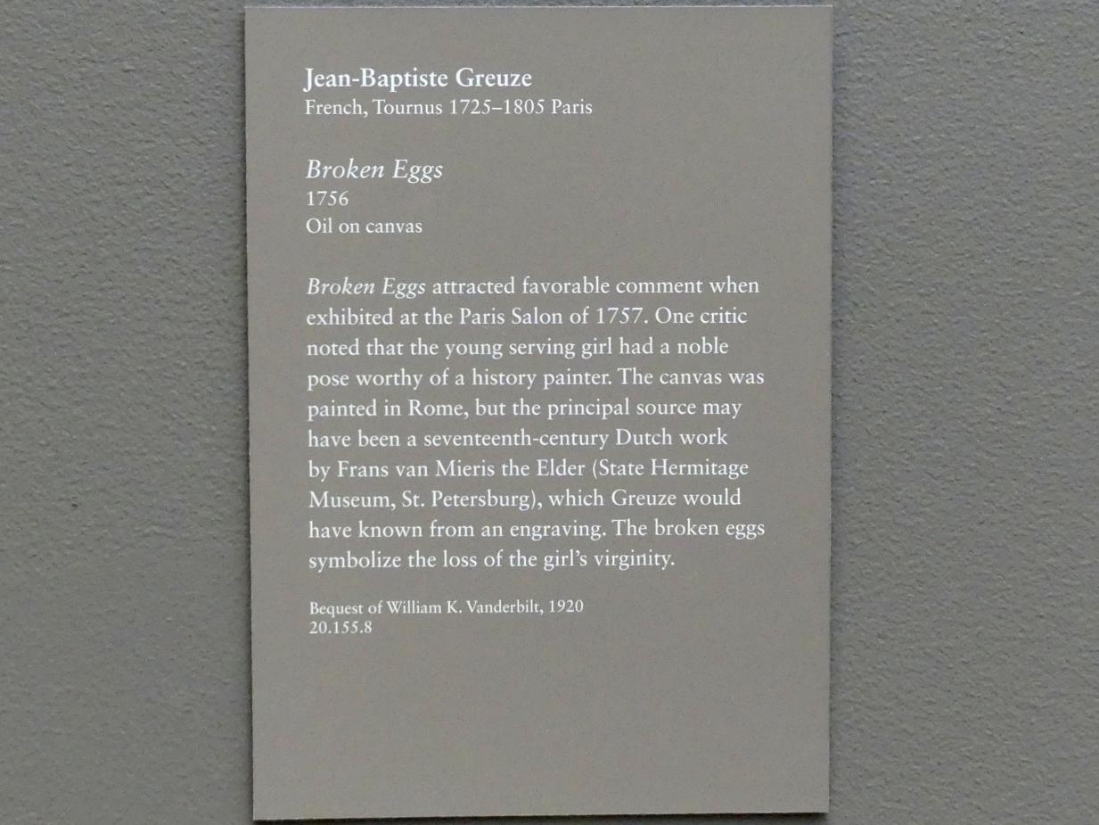 Jean-Baptiste Greuze (1754–1799), Zerbrochene Eier, New York, Metropolitan Museum of Art (Met), Saal 631, 1756, Bild 2/2