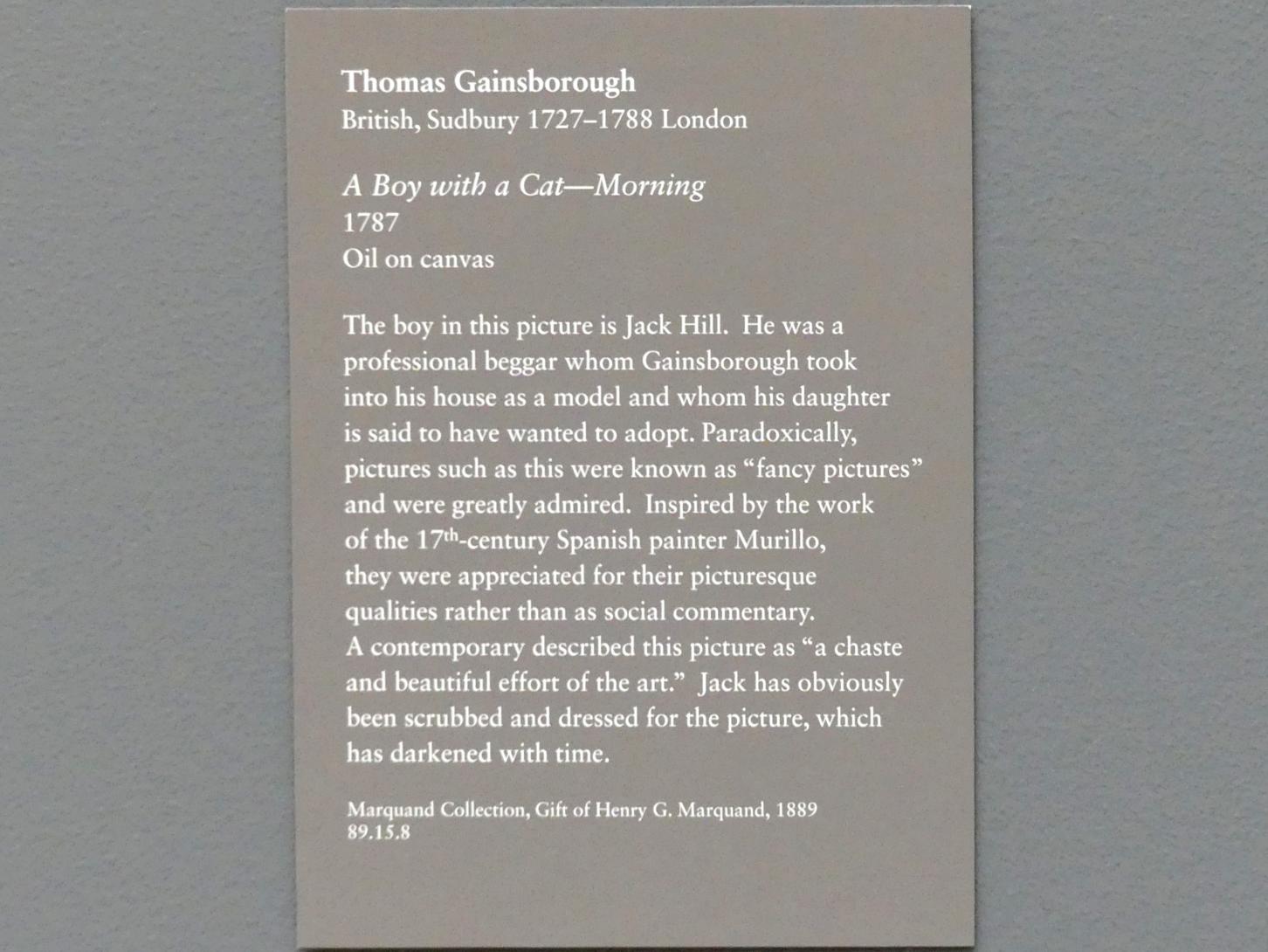 Thomas Gainsborough (1748–1788), Junge mit Katze - Der Morgen, New York, Metropolitan Museum of Art (Met), Saal 629, 1787, Bild 2/2
