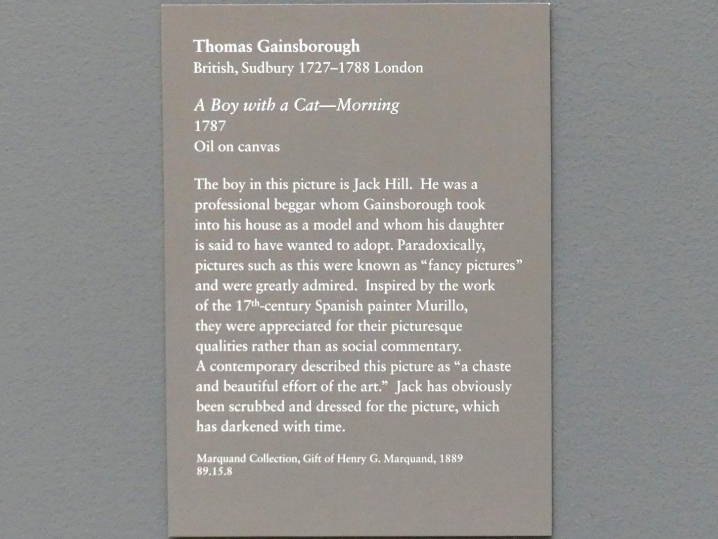 Thomas Gainsborough (1748–1788), Junge mit Katze - Der Morgen, New York, Metropolitan Museum of Art (Met), Saal 629, 1787, Bild 2/2