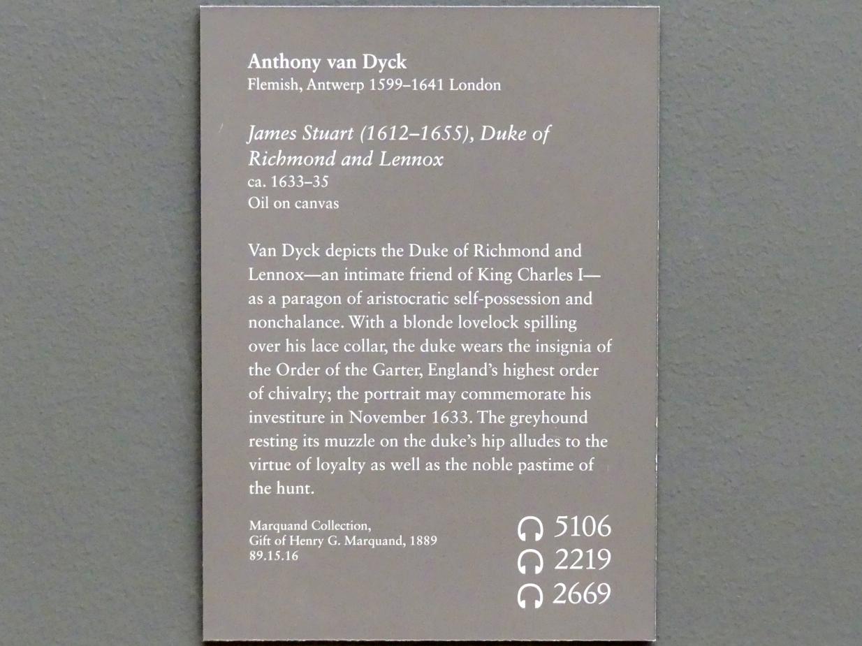 Anthonis (Anton) van Dyck (1614–1641), James Stuart (1612–1655), Herzog von Richmond und Lennox, New York, Metropolitan Museum of Art (Met), Saal 628, um 1633–1635, Bild 2/2