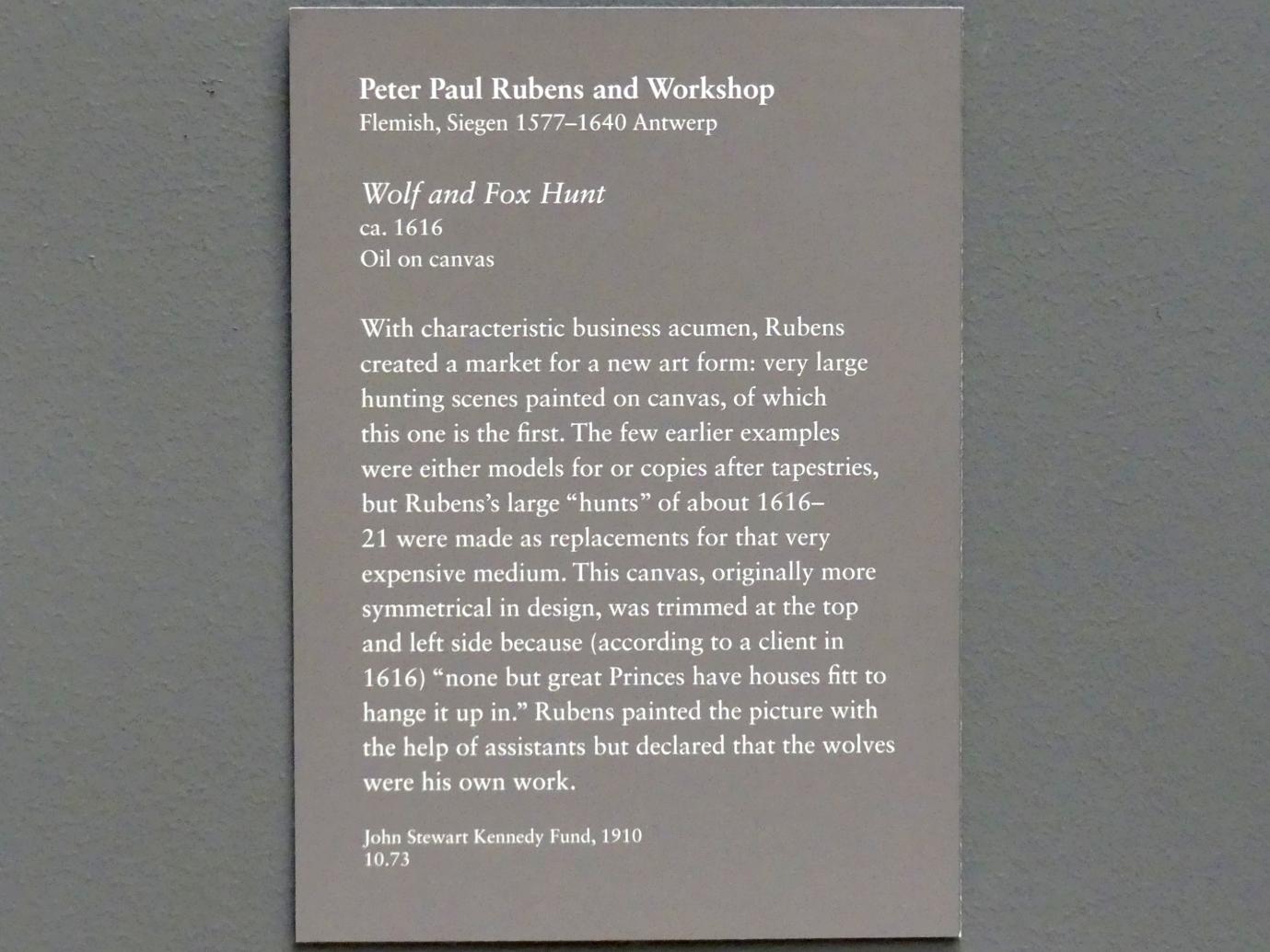 Peter Paul Rubens (1598–1640), Die Wolfs- und Fuchsjagd, New York, Metropolitan Museum of Art (Met), Saal 628, um 1616, Bild 2/2