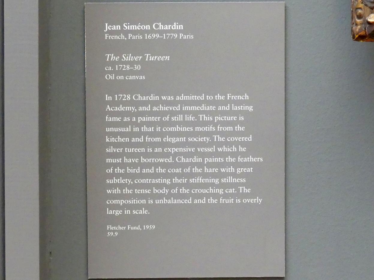 Jean Siméon Chardin (1725–1768), Silberterrine, New York, Metropolitan Museum of Art (Met), Saal 630, um 1728–1730, Bild 2/2