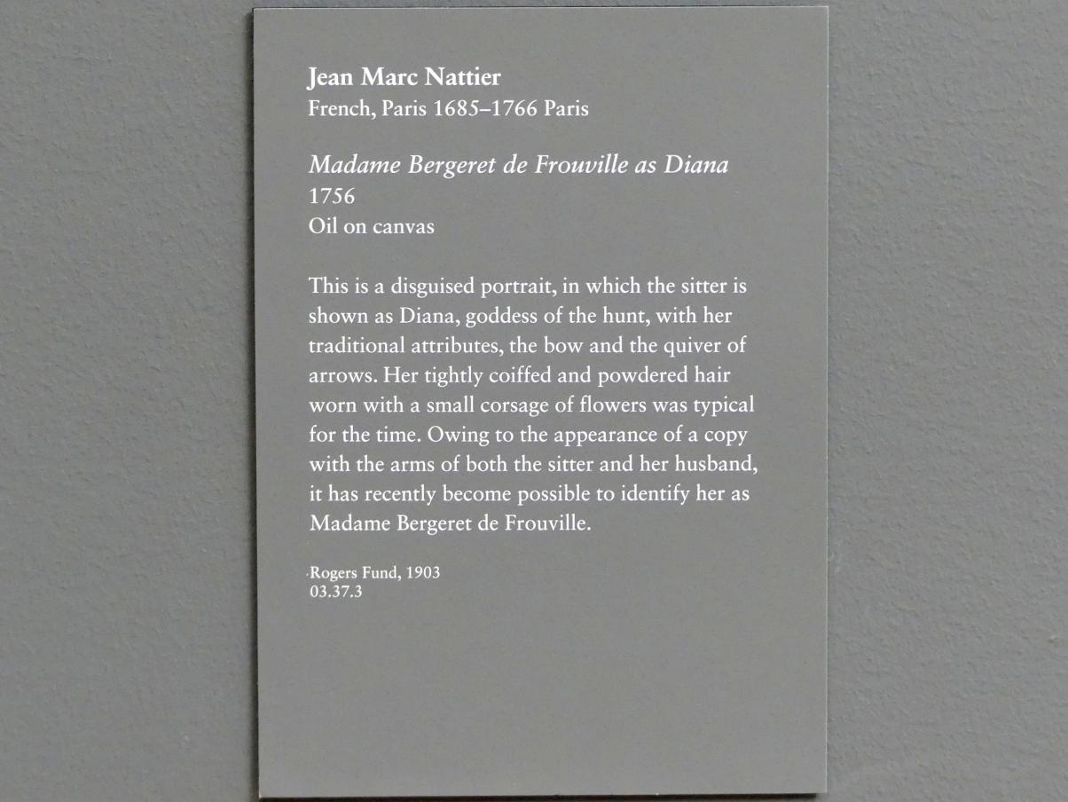 Jean-Marc Nattier (1719–1756), Madame Bergeret de Frouville als Diana, New York, Metropolitan Museum of Art (Met), Saal 630, 1756, Bild 2/2