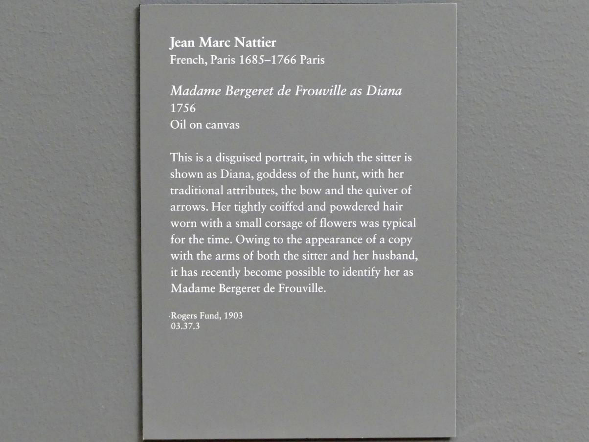 Jean-Marc Nattier (1719–1756), Madame Bergeret de Frouville als Diana, New York, Metropolitan Museum of Art (Met), Saal 630, 1756, Bild 2/2