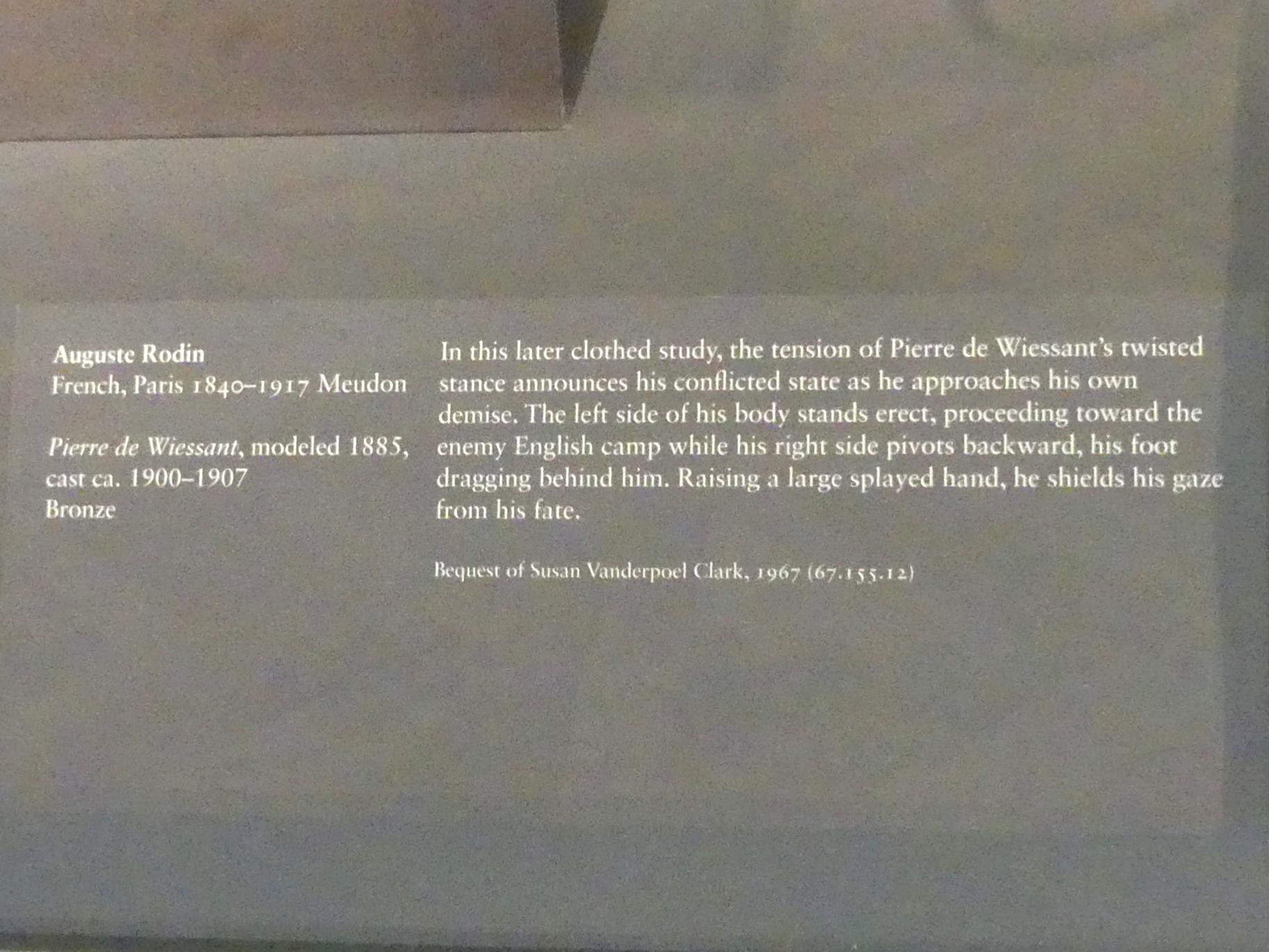 Auguste Rodin (1863–1917), Pierre de Wissant, New York, Metropolitan Museum of Art (Met), Saal 800, 1885, Bild 3/3