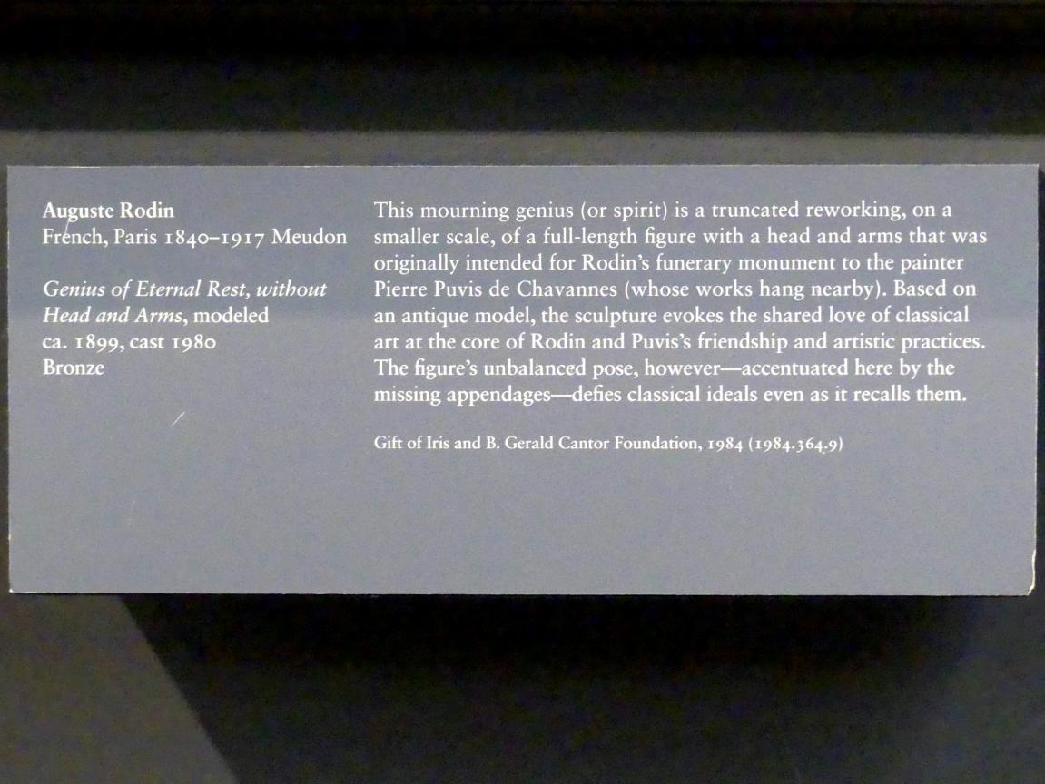 Auguste Rodin (1863–1917), Genius der ewigen Ruhe, ohne Kopf und Arme, New York, Metropolitan Museum of Art (Met), Saal 800, um 1899, Bild 4/4