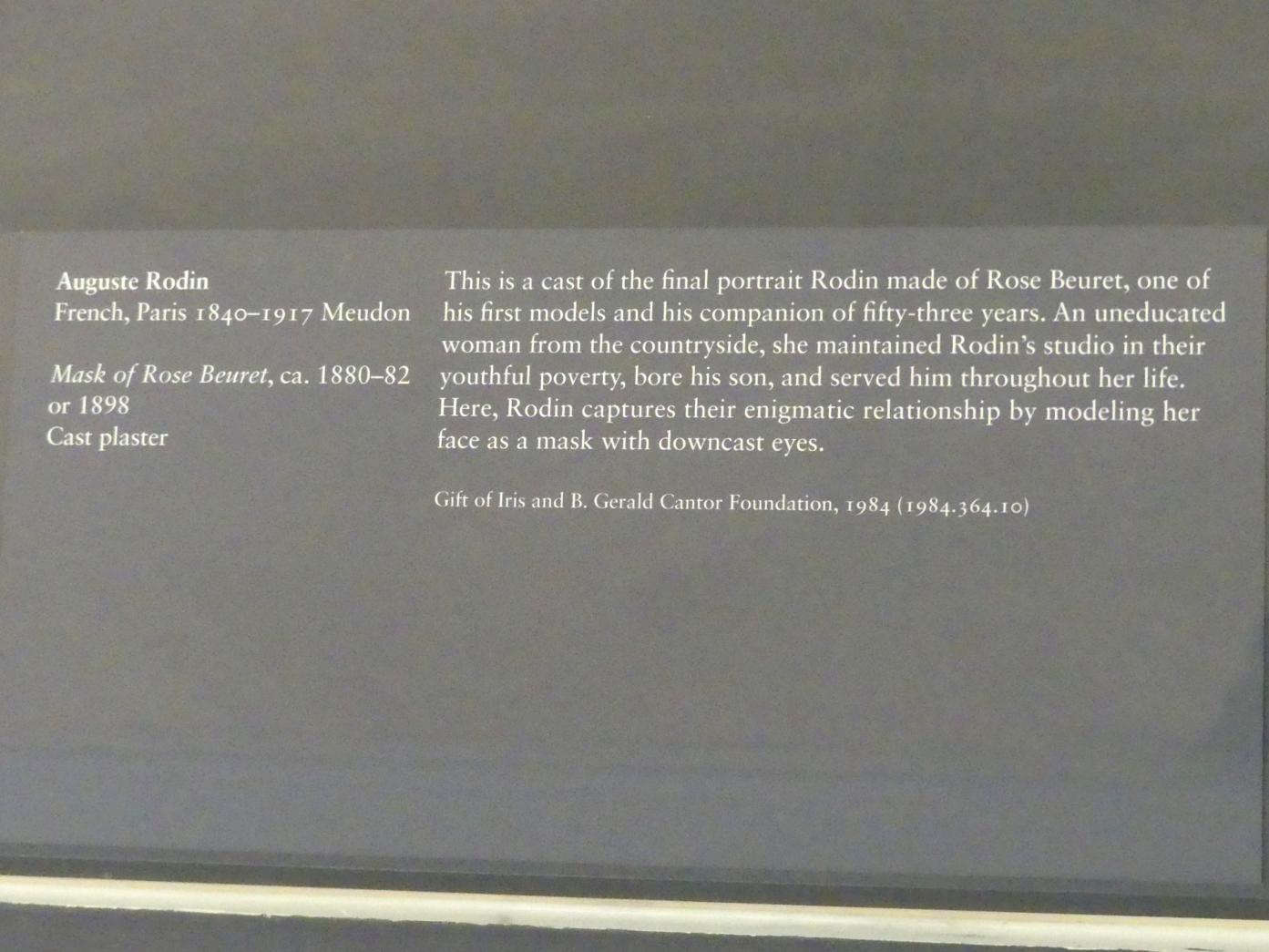 Auguste Rodin (1863–1917), Porträtbüste von Rose Beuret, New York, Metropolitan Museum of Art (Met), Saal 800, um 1880–1882, Bild 3/3