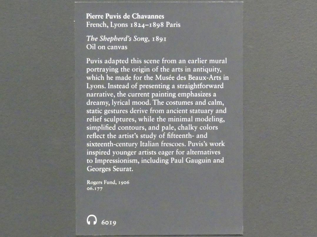 Pierre Puvis de Chavannes (1850–1891), Hirtenlied, New York, Metropolitan Museum of Art (Met), Saal 800, 1891, Bild 2/2