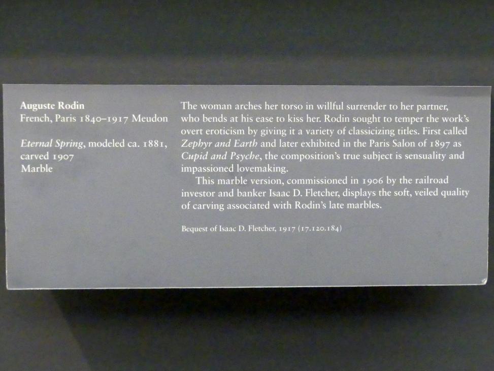 Auguste Rodin (1863–1917), Ewiger Frühling, New York, Metropolitan Museum of Art (Met), Saal 800, um 1881, Bild 5/5