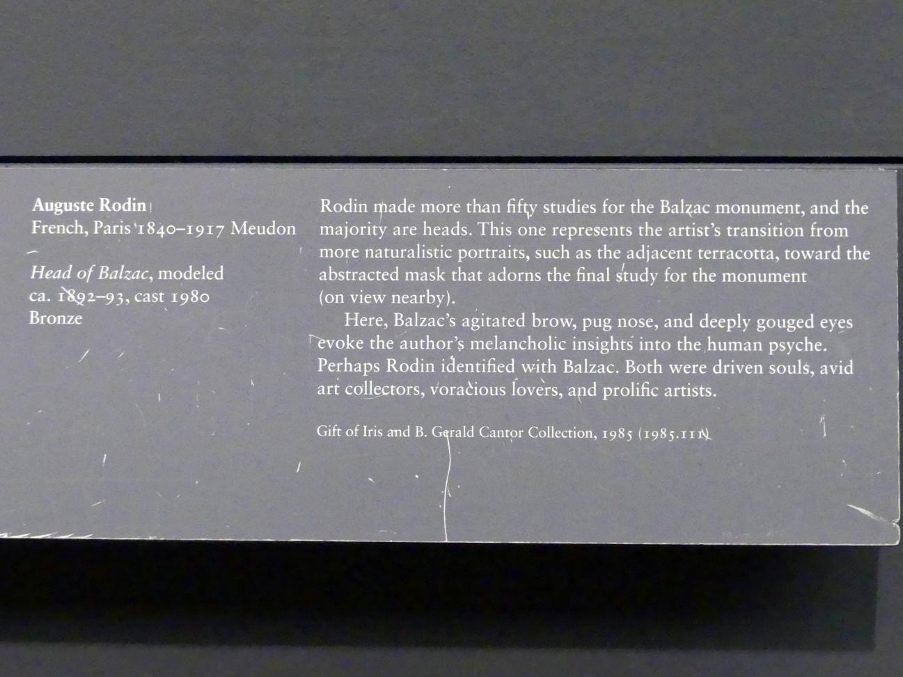 Auguste Rodin (1863–1917), Büste des Balzac, New York, Metropolitan Museum of Art (Met), Saal 800, um 1892–1893, Bild 4/4