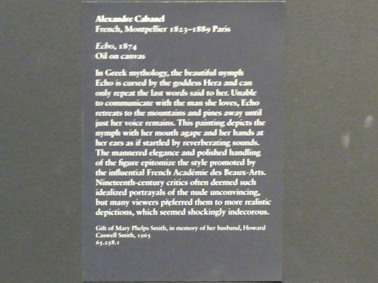 Alexandre Cabanel (1870–1875), Echo, New York, Metropolitan Museum of Art (Met), Saal 800, 1874, Bild 2/2