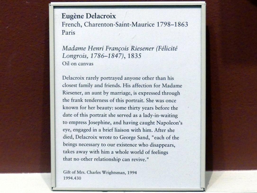 Eugène Delacroix (1820–1862), Madame Henri François Riesener (Félicité Longrois, 1786-1847), New York, Metropolitan Museum of Art (Met), Saal 801, 1835, Bild 2/2