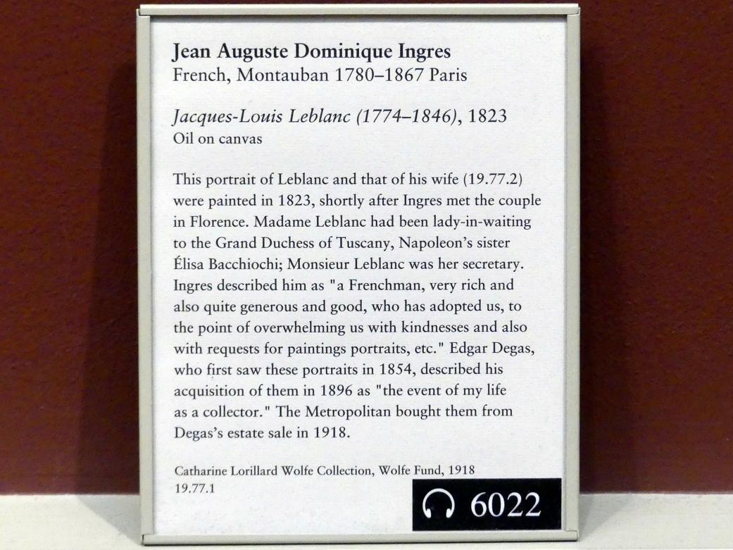Jean-Auguste-Dominique Ingres (1805–1856), Jacques-Louis Leblanc (1774-1846), New York, Metropolitan Museum of Art (Met), Saal 801, 1823, Bild 2/2