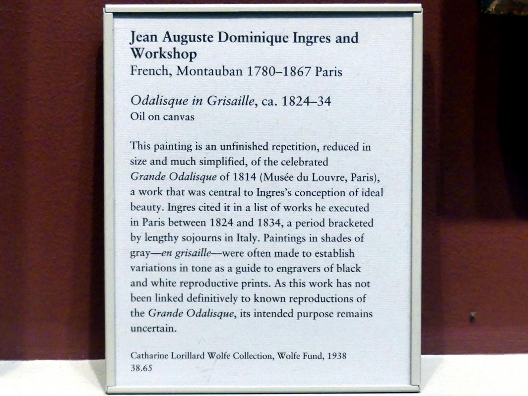 Jean-Auguste-Dominique Ingres (1805–1856), Odalisque in Grisaille, New York, Metropolitan Museum of Art (Met), Saal 801, um 1824–1834, Bild 2/2