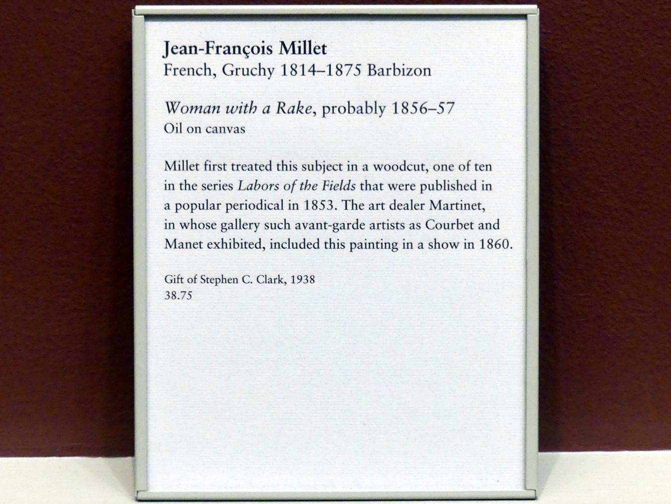 Jean-François Millet (1844–1874), Frau mit Rechen, New York, Metropolitan Museum of Art (Met), Saal 802, um 1856–1857, Bild 2/2