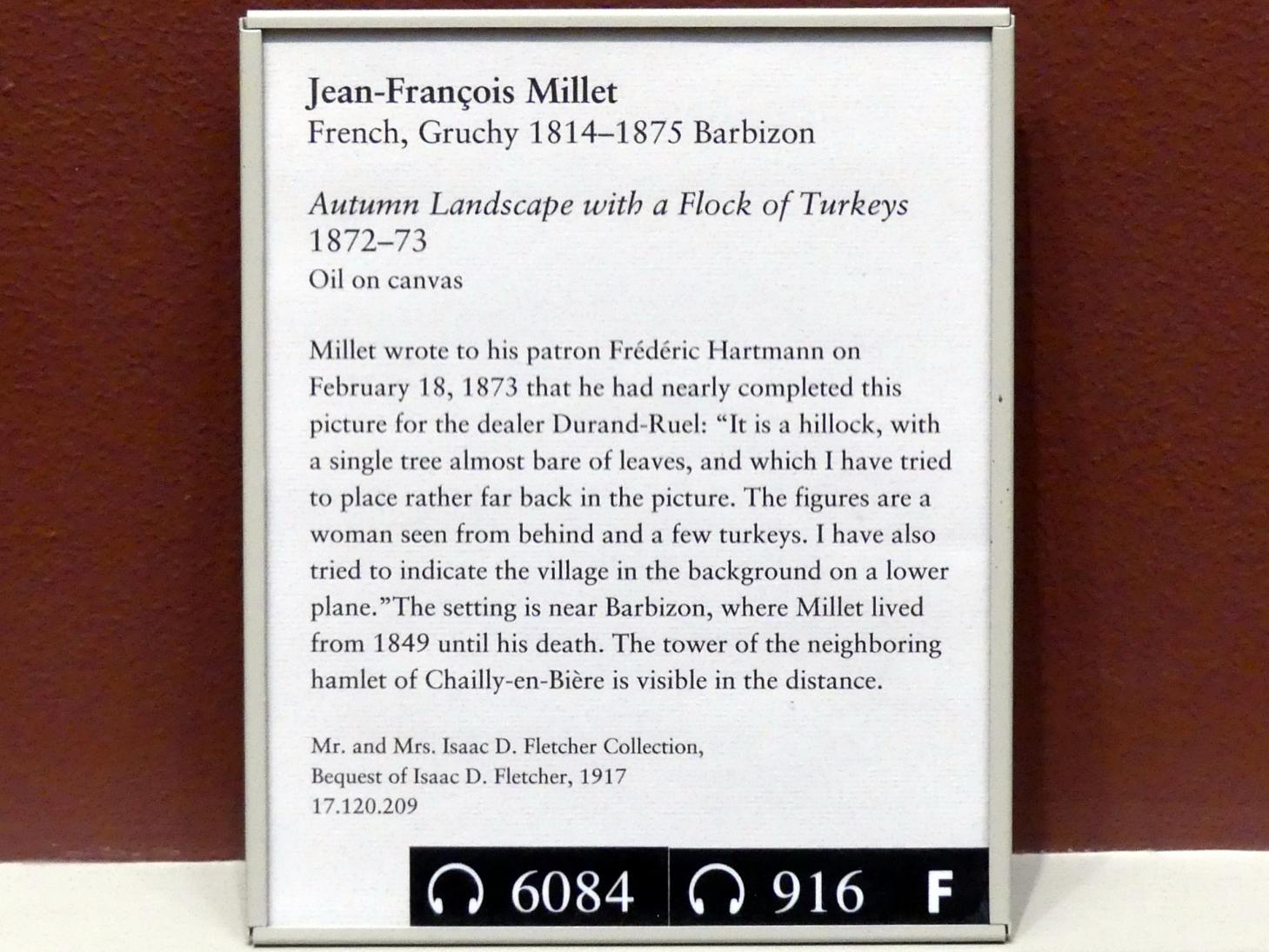 Jean-François Millet (1844–1874), Herbstlandschaft mit Truthühnern, New York, Metropolitan Museum of Art (Met), Saal 802, 1872–1873, Bild 2/2